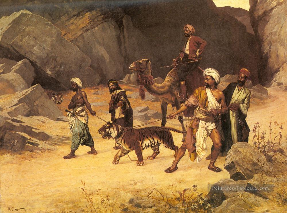 Le peintre arabe Tiger Hunt Rudolf Ernst Peintures à l'huile